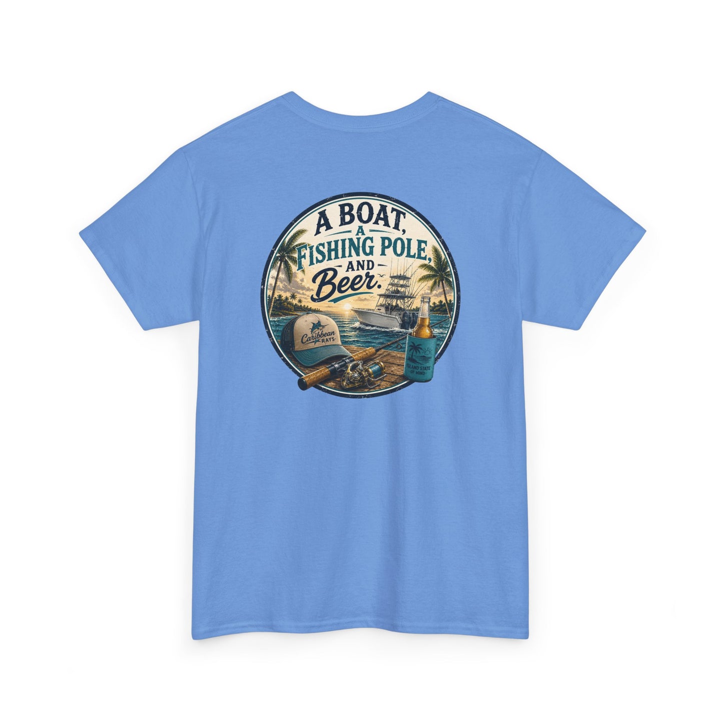 T-Shirt — "A Boat, Fishing Pole and Beer" Vintage Fishing Graphic Tee