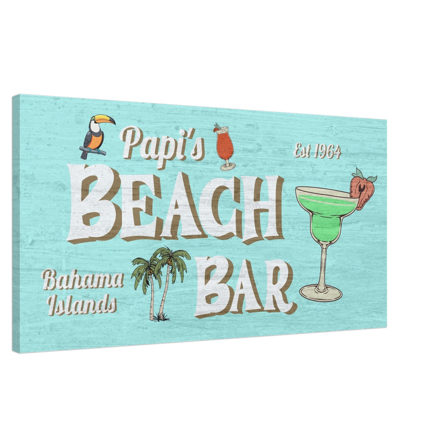  Papi's Beach Bar Large Canvas Wall Print, Caribbean Rays