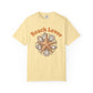 Yellow t-shirt with 'Beach Lover' text and starfish design on a white background