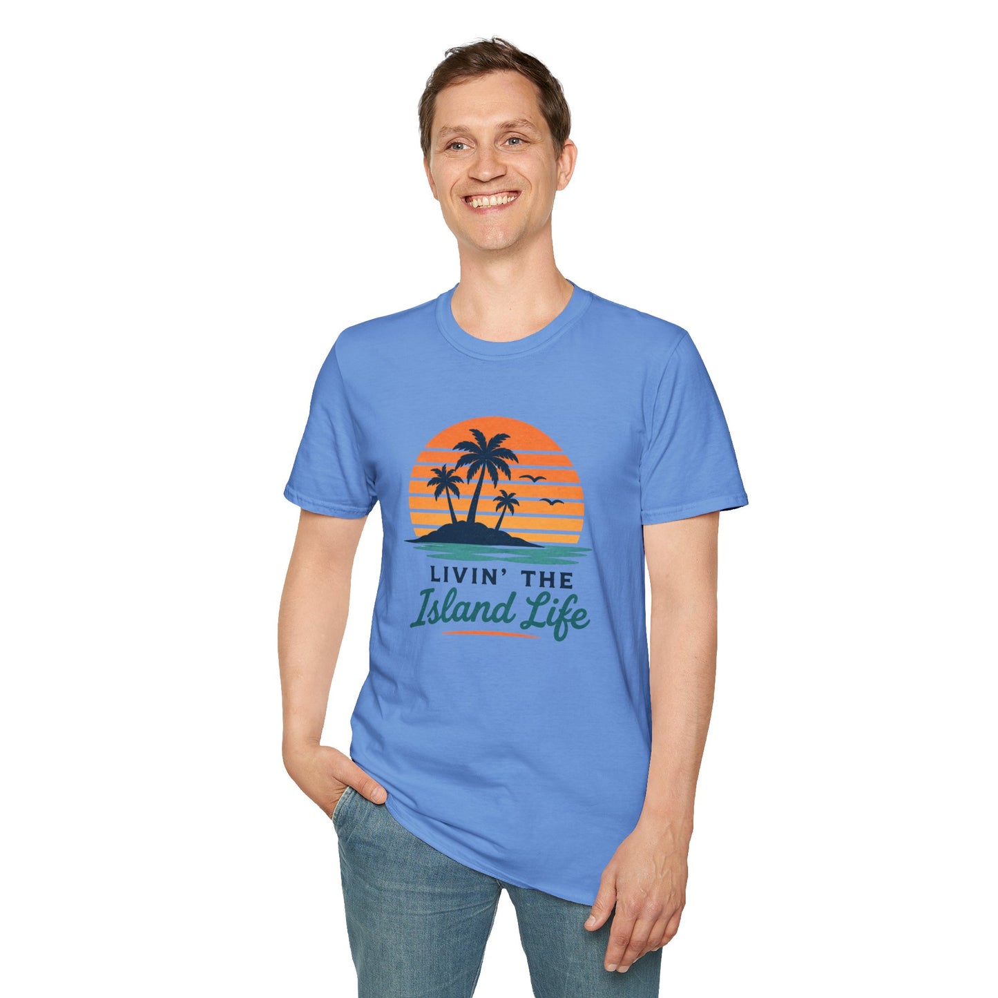 Island Life T-Shirt — "Livin' The Island Life" Retro Palm Sunset Tee
