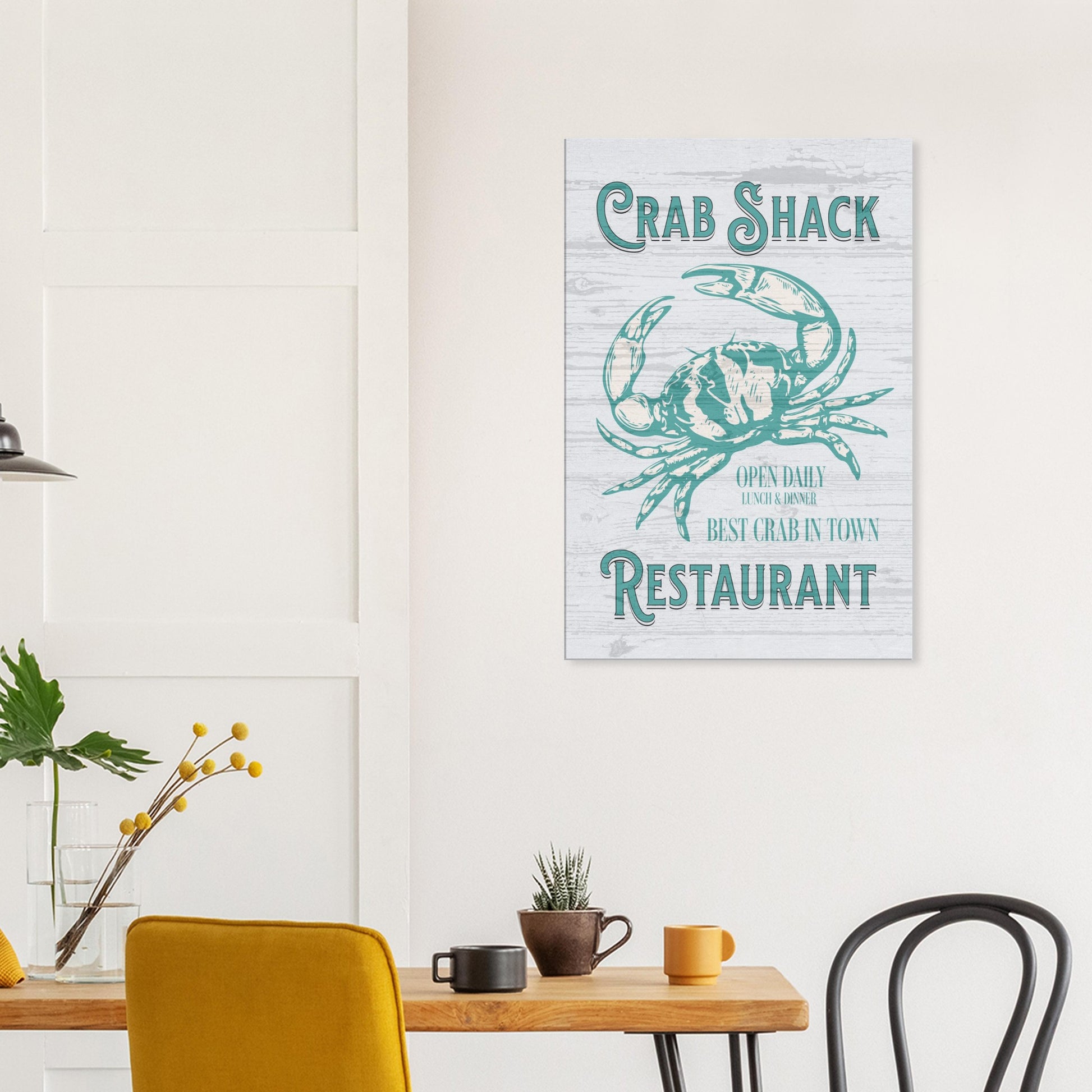 Crab Shack Teal Canvas Wall Print Caribbean Rays