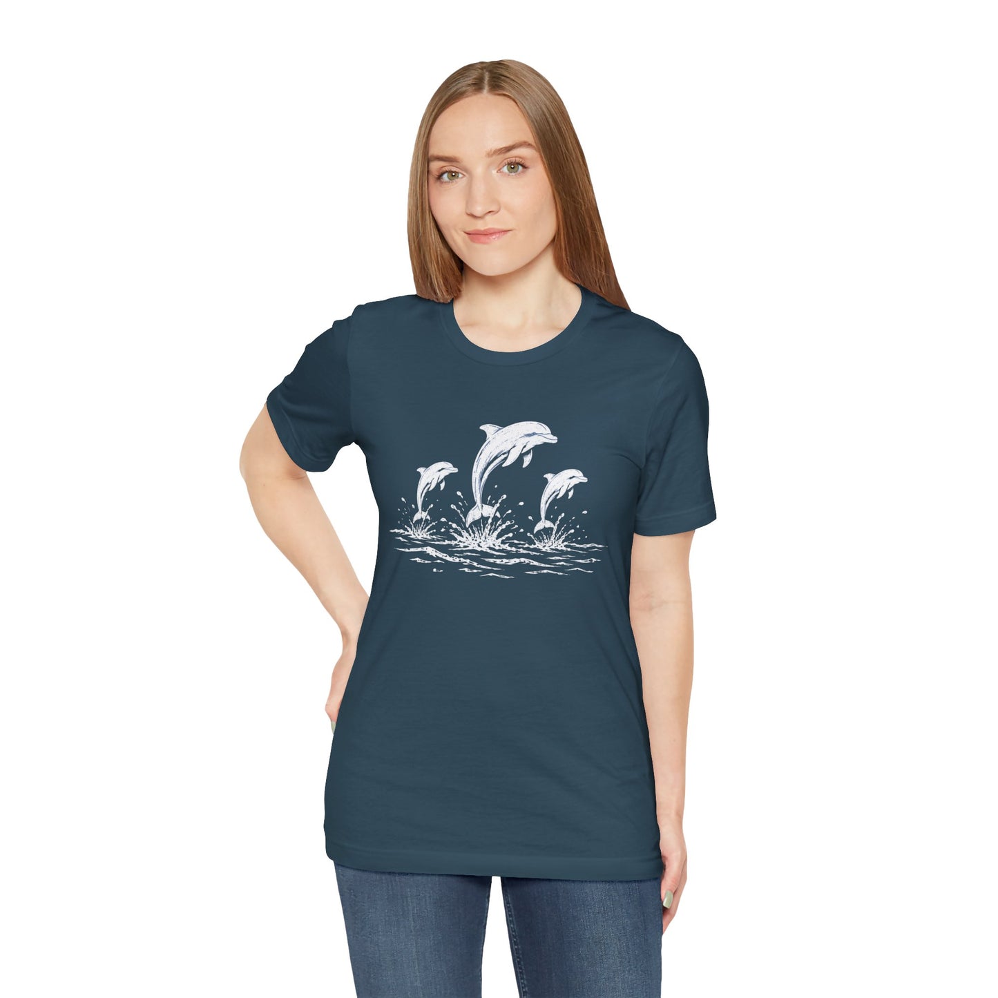 Dolphin Trio Tee — Playful Ocean Graphic T-Shirt