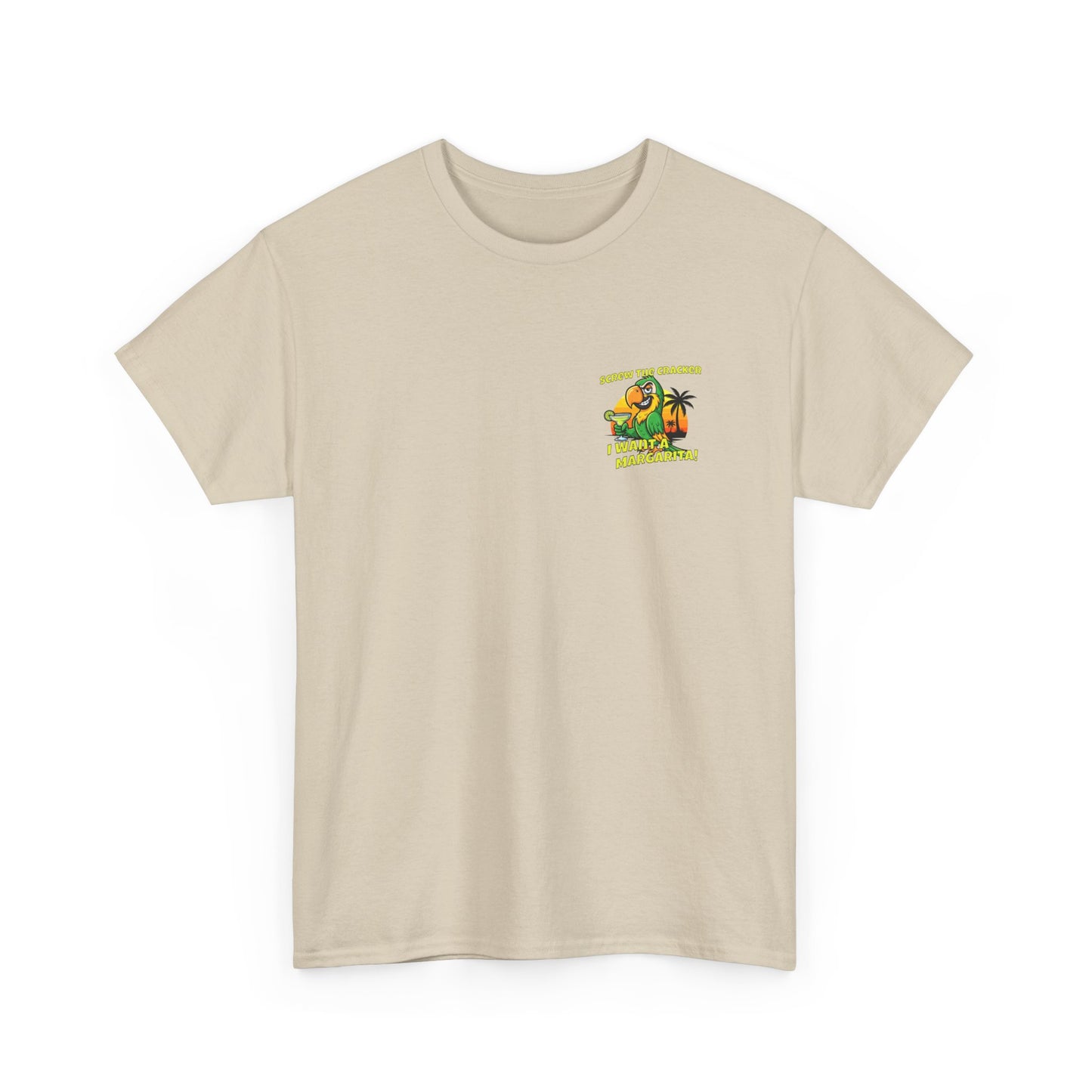 Screw the Cracker I Want a Margarita" T-Shirt Tropical Parrot Cocktail Tee