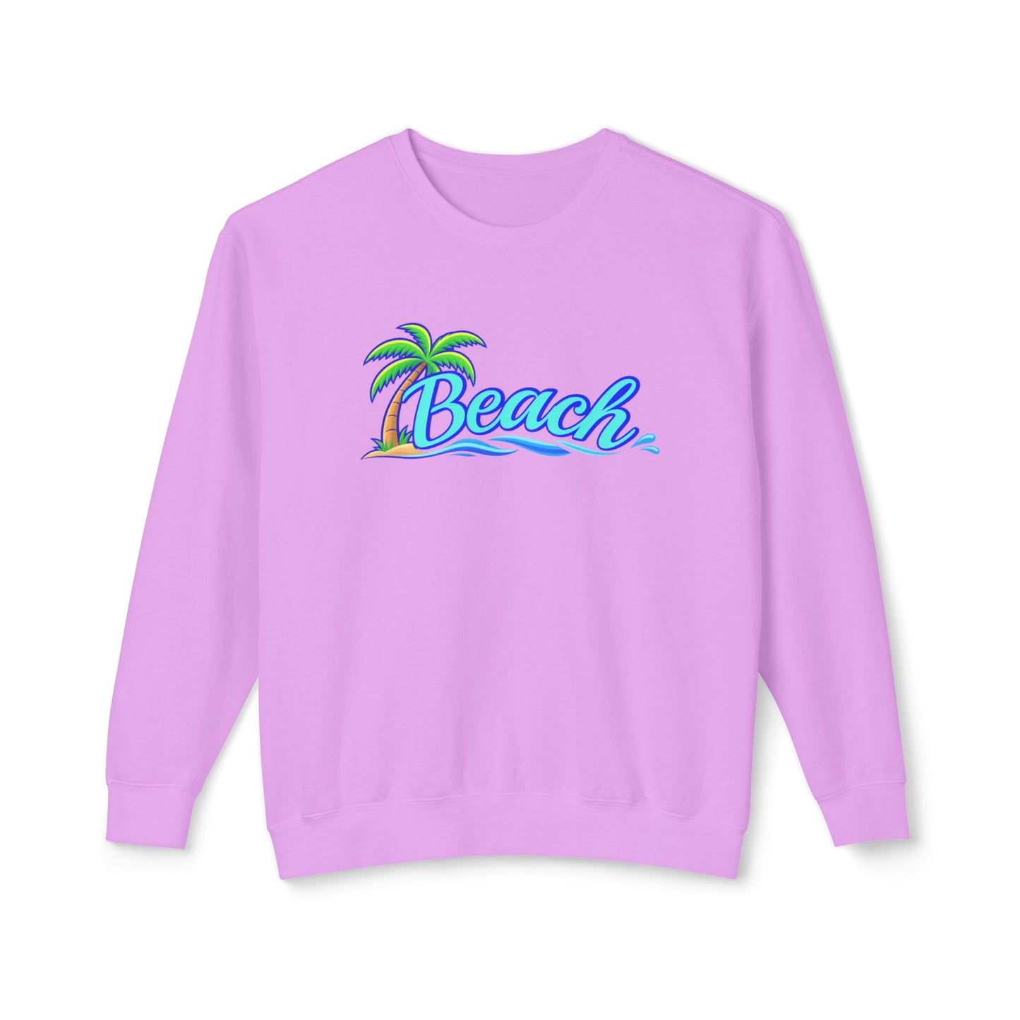 Beach Graphic Crewneck Sweatshirt — Palm Tree Retro Surf Vibe
