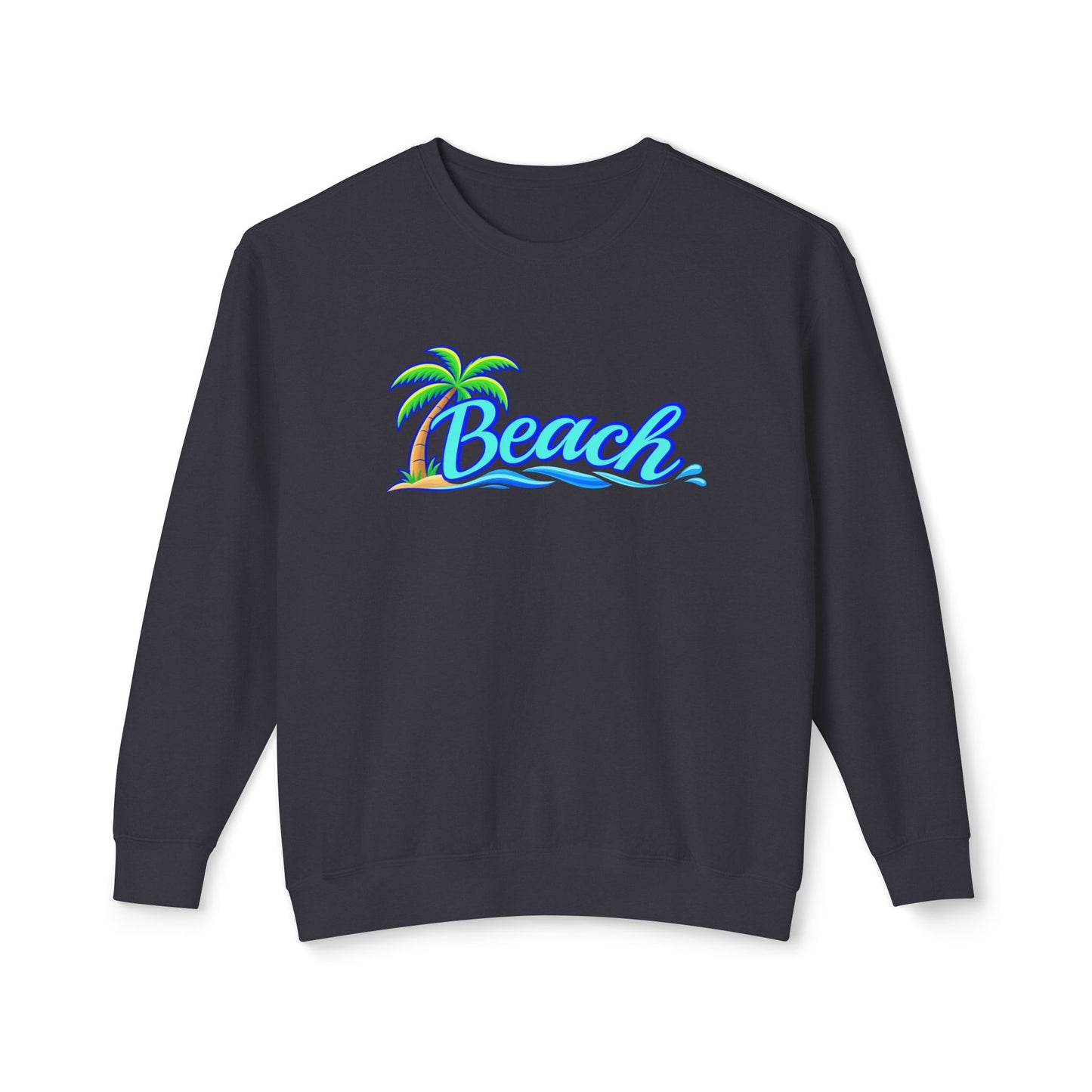 Beach Graphic Crewneck Sweatshirt — Palm Tree Retro Surf Vibe
