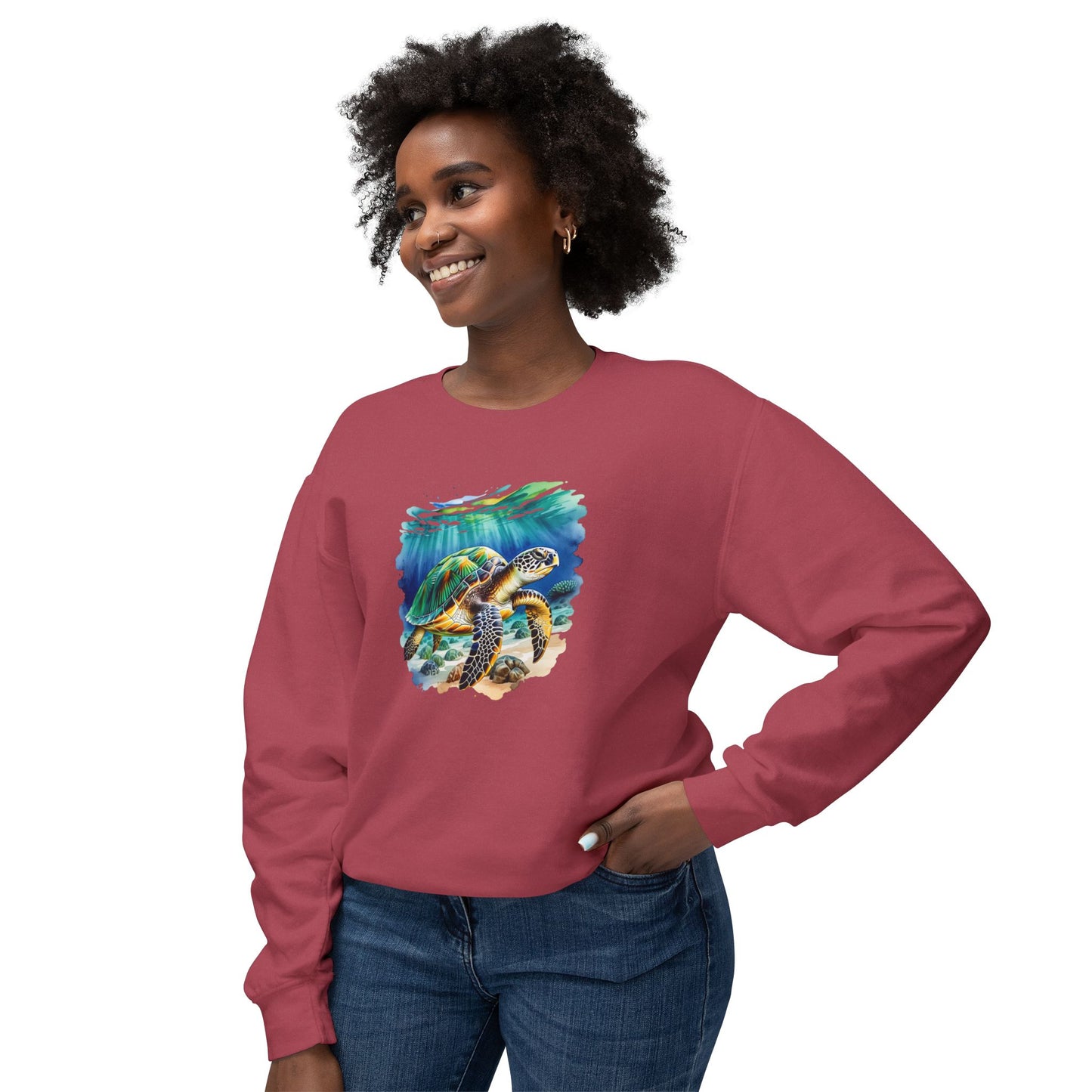 Ocean Turtle Unisex Lightweight Crewneck Sweatshirt