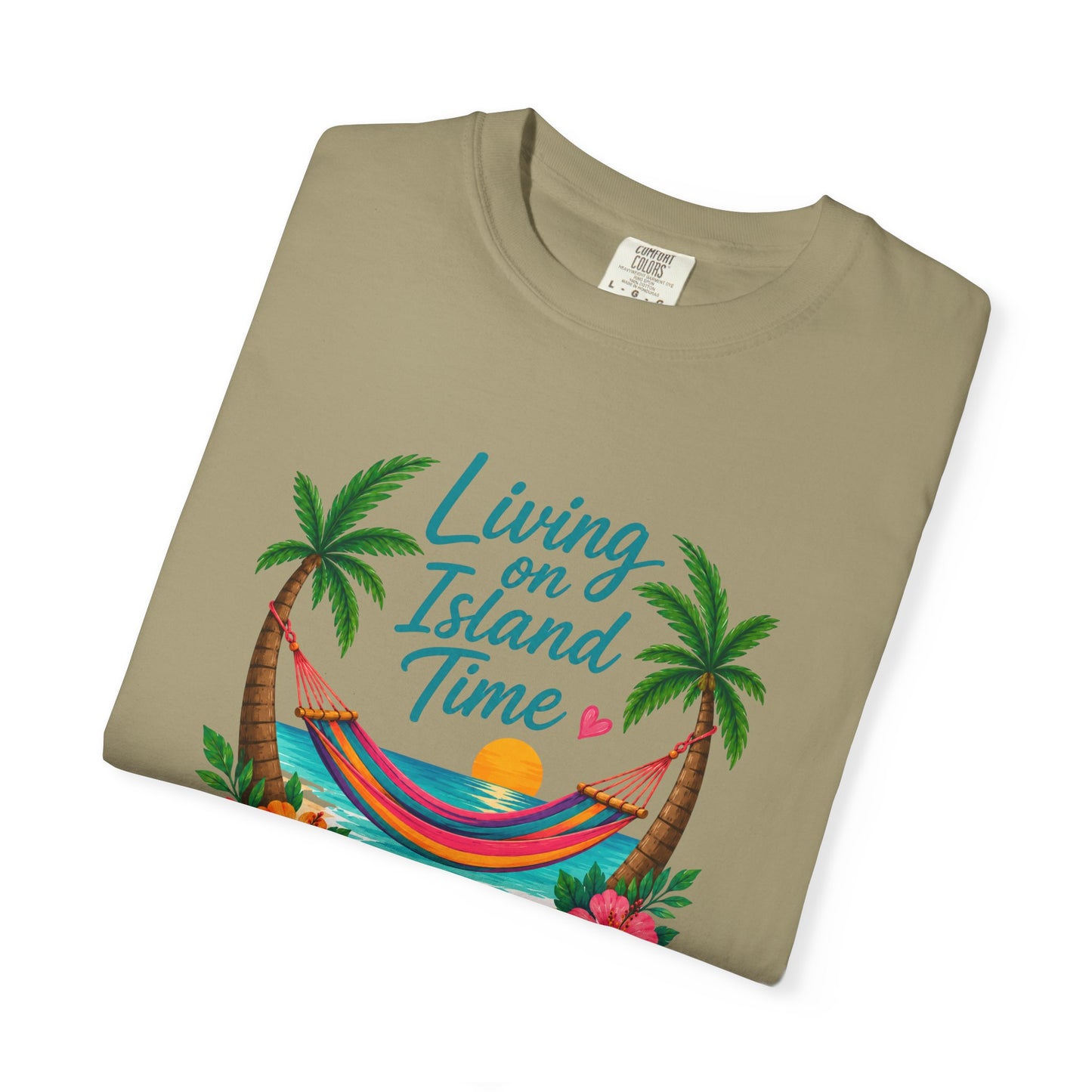 Island Time T-Shirt — "Living on Island Time" Tropical Hammock Tee