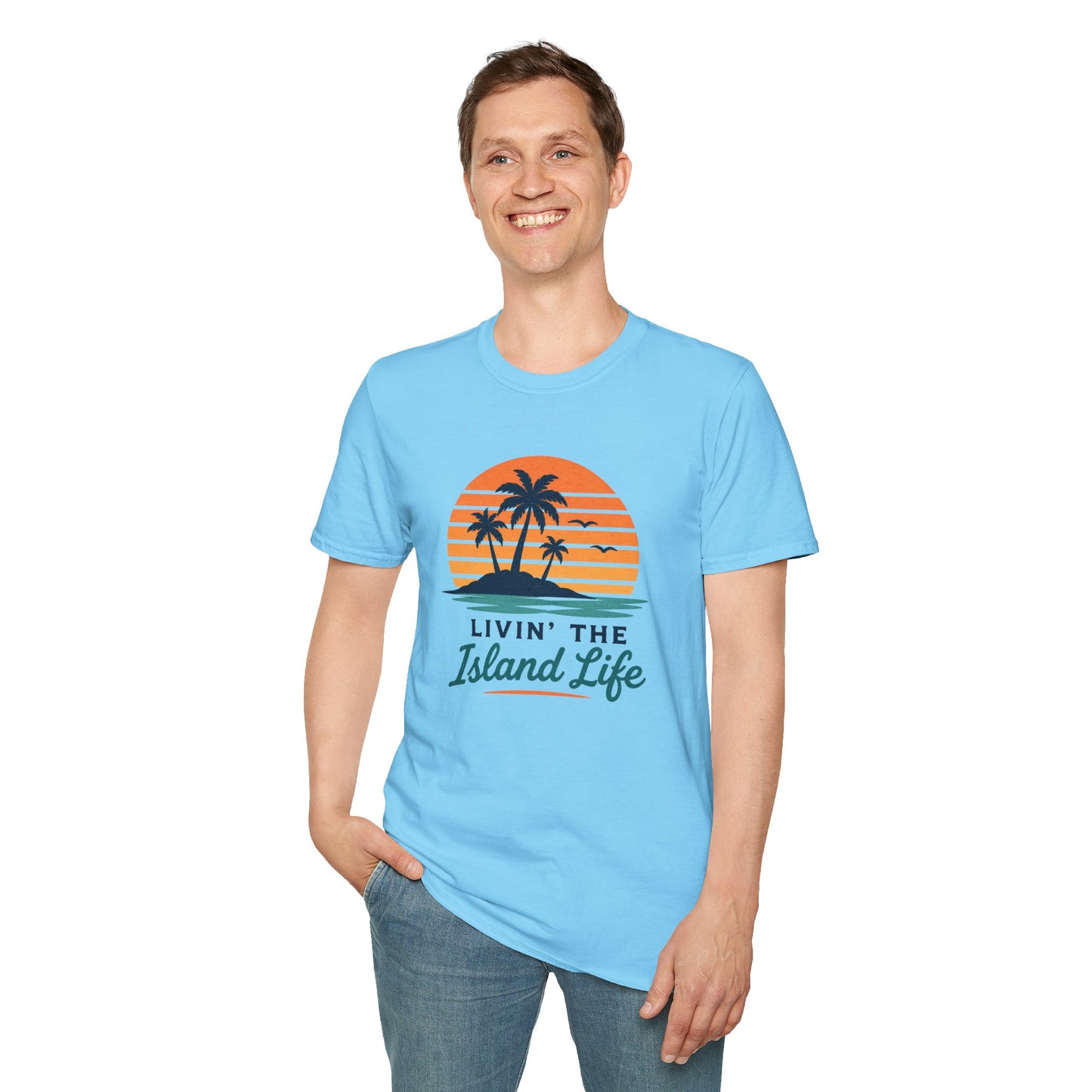 Island Life T-Shirt — "Livin' The Island Life" Retro Palm Sunset Tee