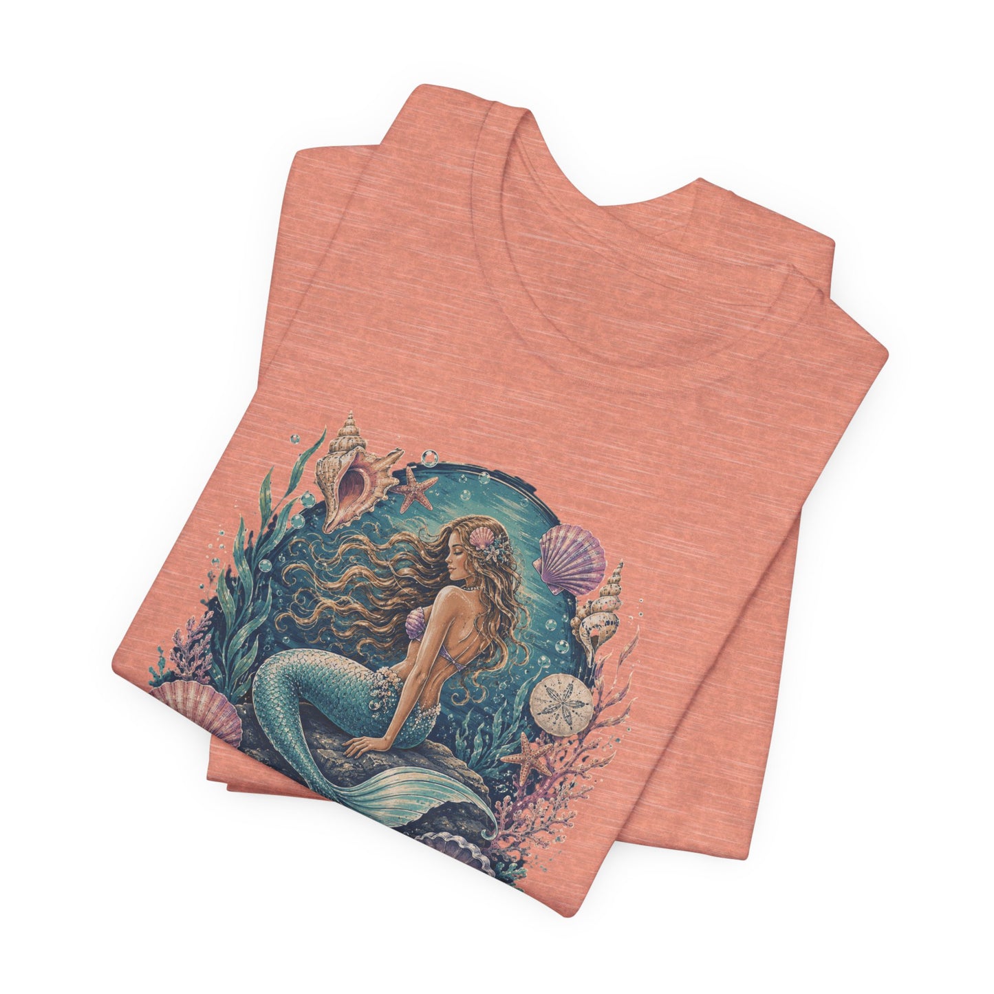Mermaid Beach Graphic Tee - Vintage Ocean Illustration T-Shirt
