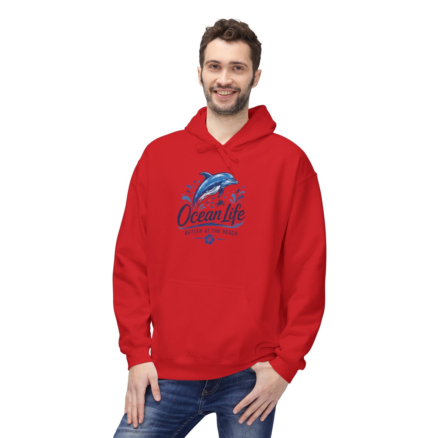 Ocean Life Hoodie - Beach Vibes Dolphin Surf Graphic