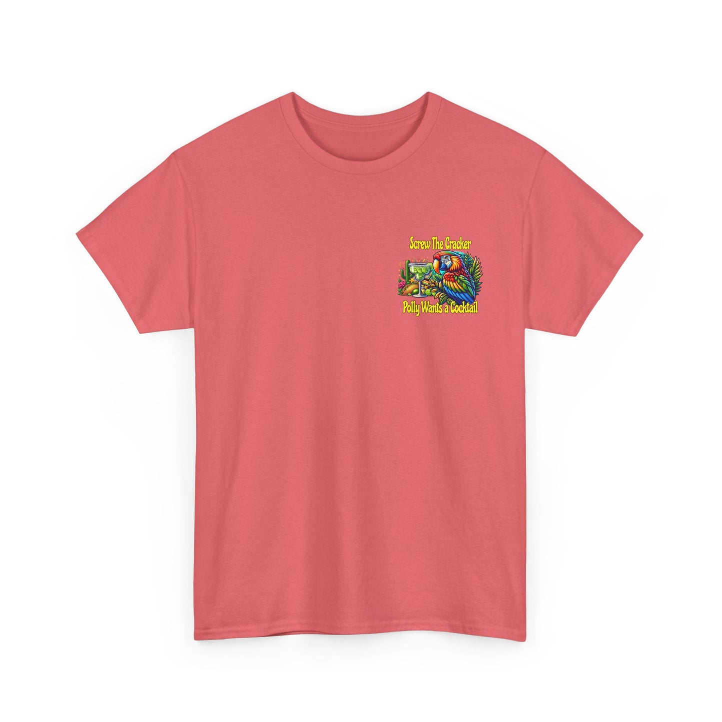 Cocktail Parrot Tee - Fun Retro Style, Unisex  Heavy Cotton T-Shirt,