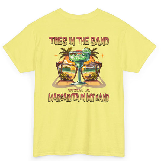 Toes in the Sand A Margarita in My Hand Unisex Heavy Cotton Tee on Caibbean Rays