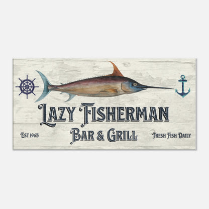 Lazy Fisherman Bar & Grill Canvas Wall Print by Caribbean Rays