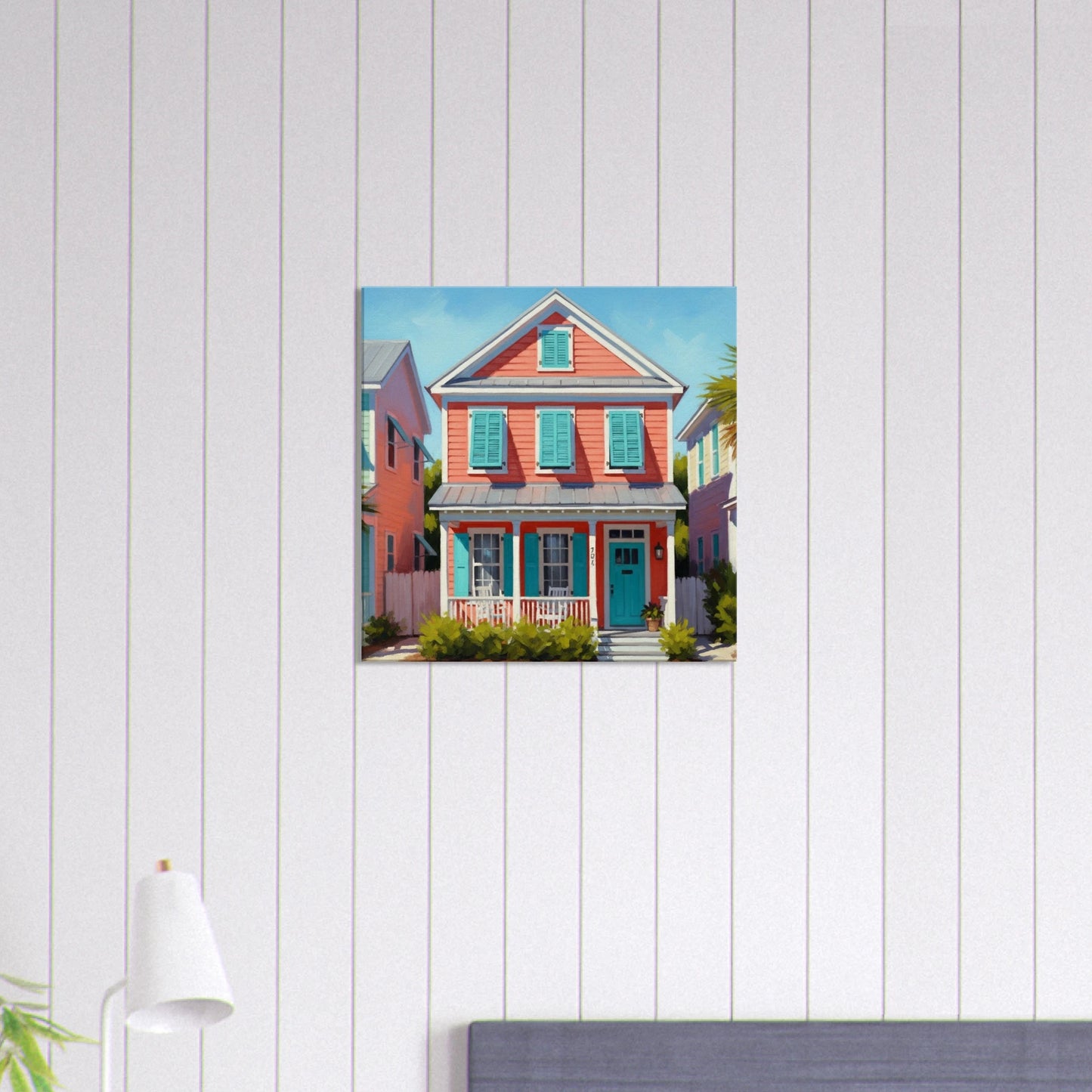  Coral Key West House Canvas Wall Print - Caribbean Rays