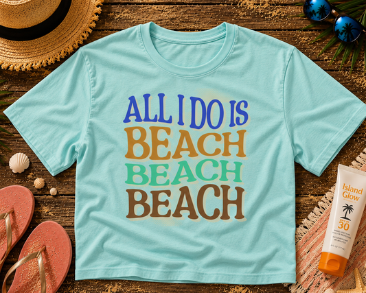 Beach Beach Beach Women's Boxy Tee, Summer T-Shirt, Casual Beachwear,
