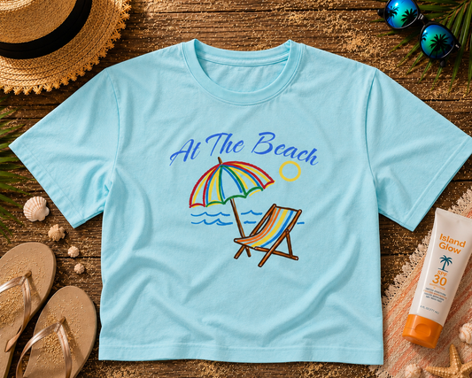 All The Beach Women's Boxy Tee – Beach Umbrella & Chair Summer Shirt