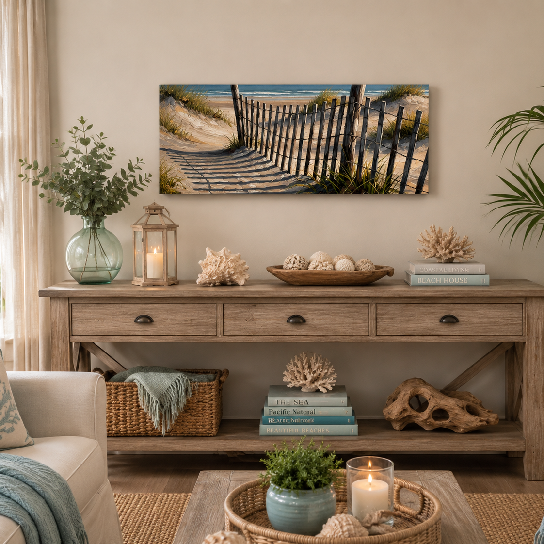 Beach Fence Path Canvas Wall Print