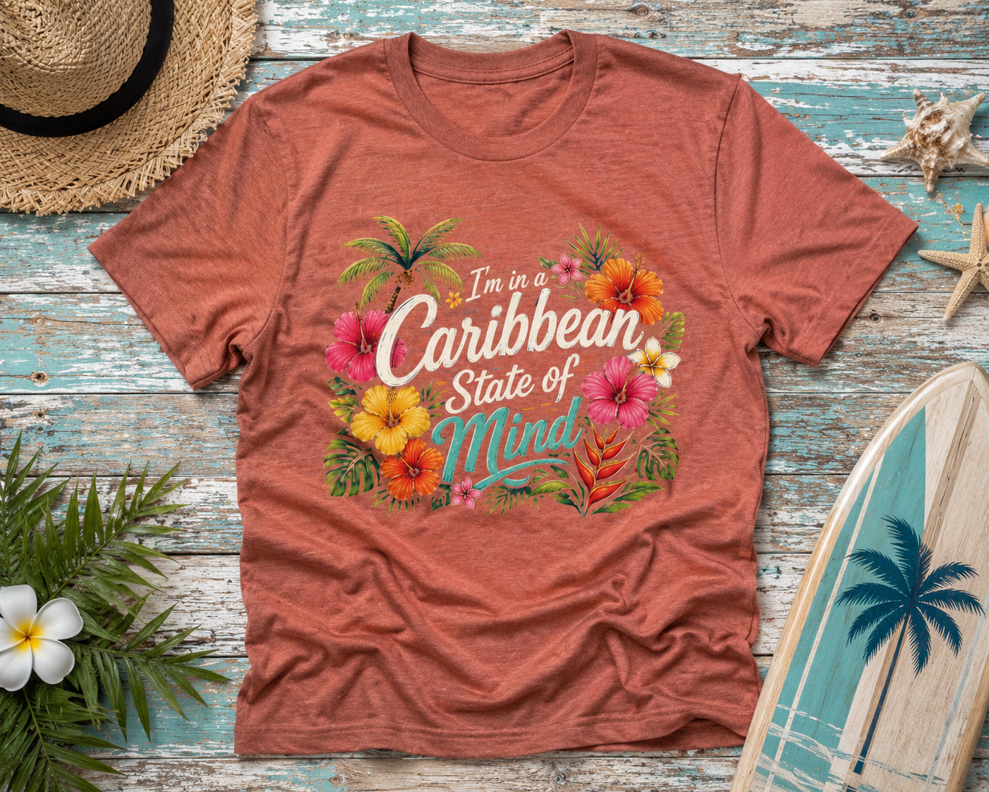 Caribbean State of Mind Tee — Tropical Floral Vacation T‑Shirt