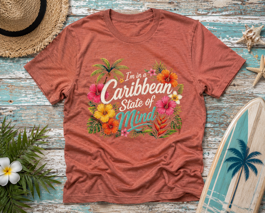 Caribbean State of Mind Tee — Tropical Floral Vacation T‑Shirt