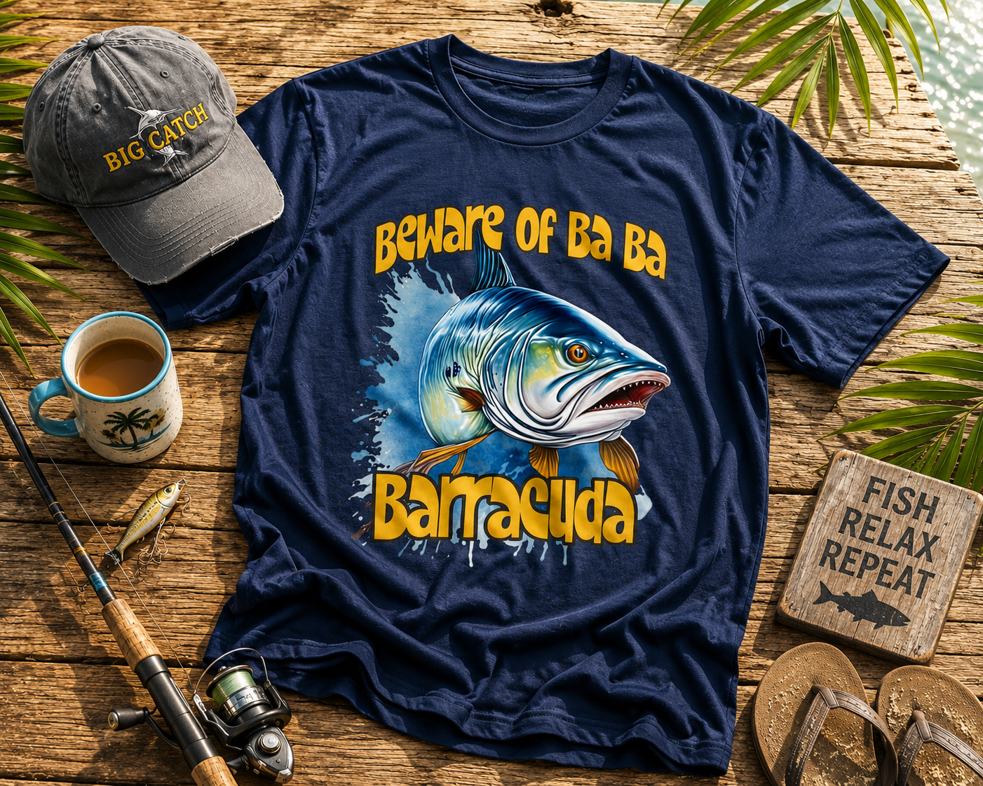 Barracuda Fishing Tee — "Beware of Ba Ba Barracuda" Graphic T-Shirt