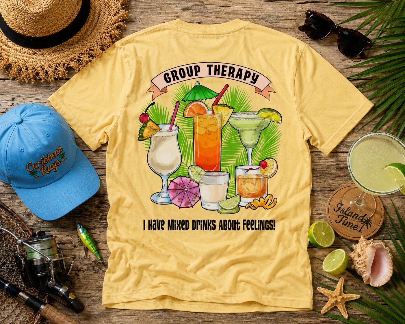 Group Therapy Short Sleeve Yellow Haze Tropical T-shirt