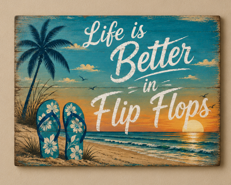 Life is Better in Flip Flops Large Aluminum Wall Art