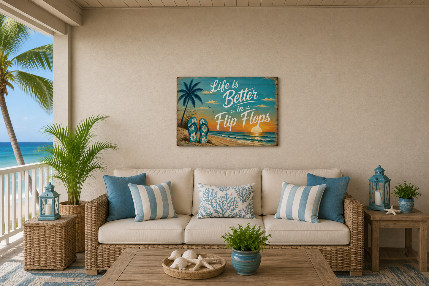 Life is Better in Flip Flops Large Aluminum Wall Art