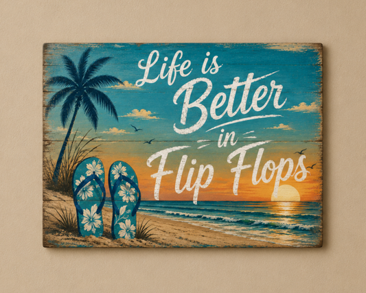 Life is Better in Flip Flops Large Aluminum Wall Art