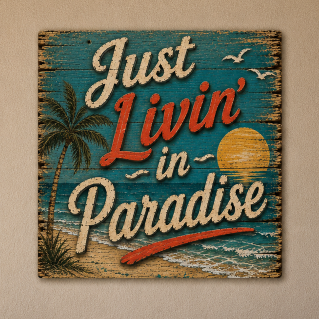 Just Livin' in Paradise Aluminum Wall Print