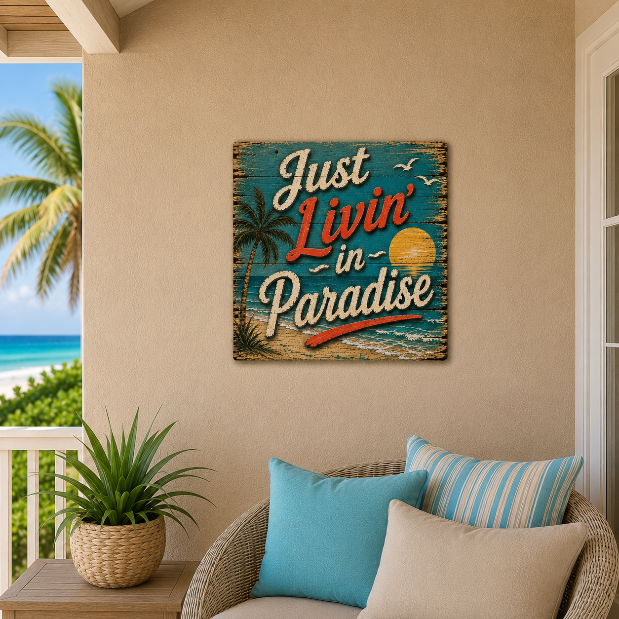 Just Livin' in Paradise Aluminum Wall Print