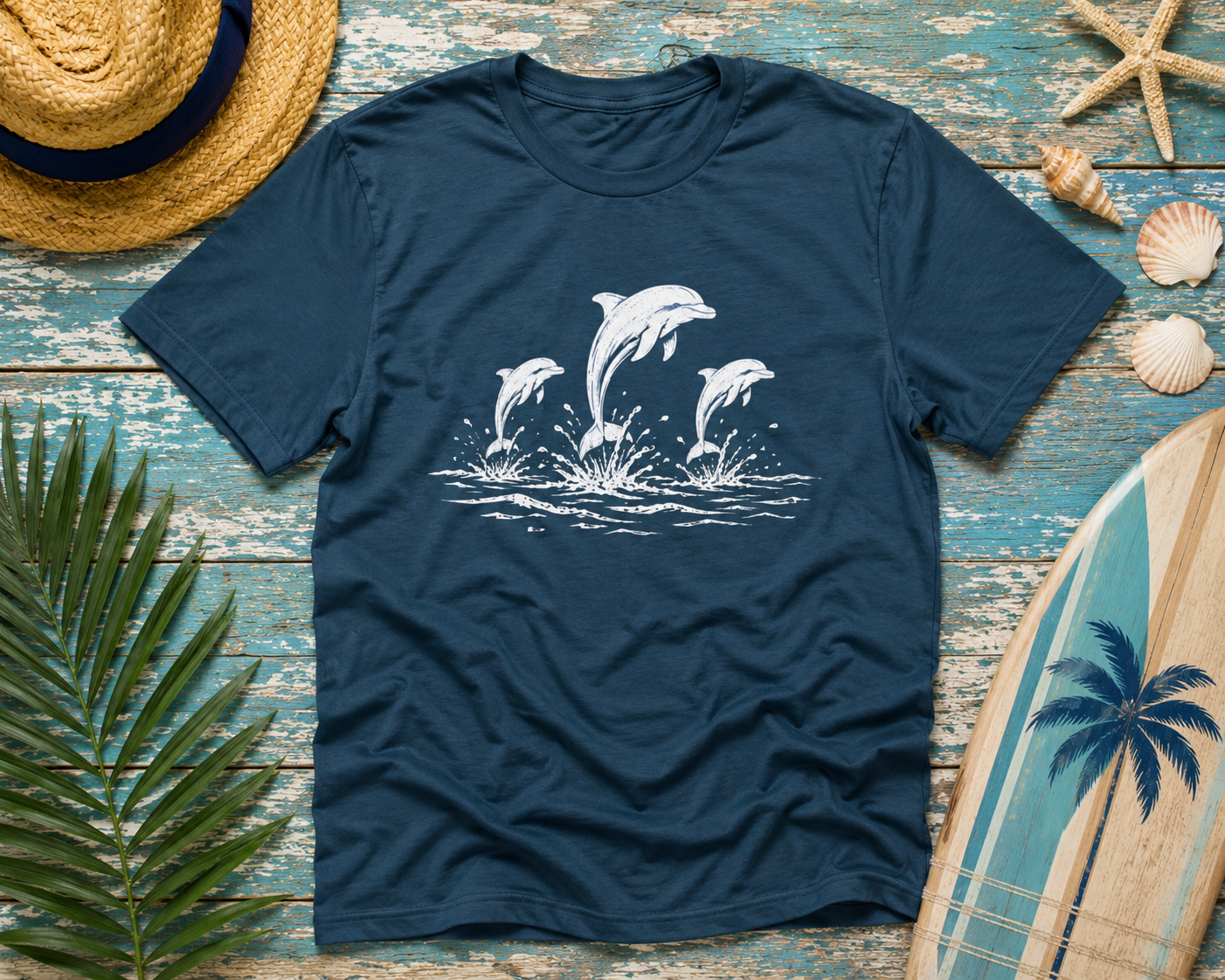 Dolphin Trio Tee — Playful Ocean Graphic T-Shirt