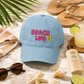 Embroidered 'Beach Life' Denim Hat with Yellow Flip-Flop Design