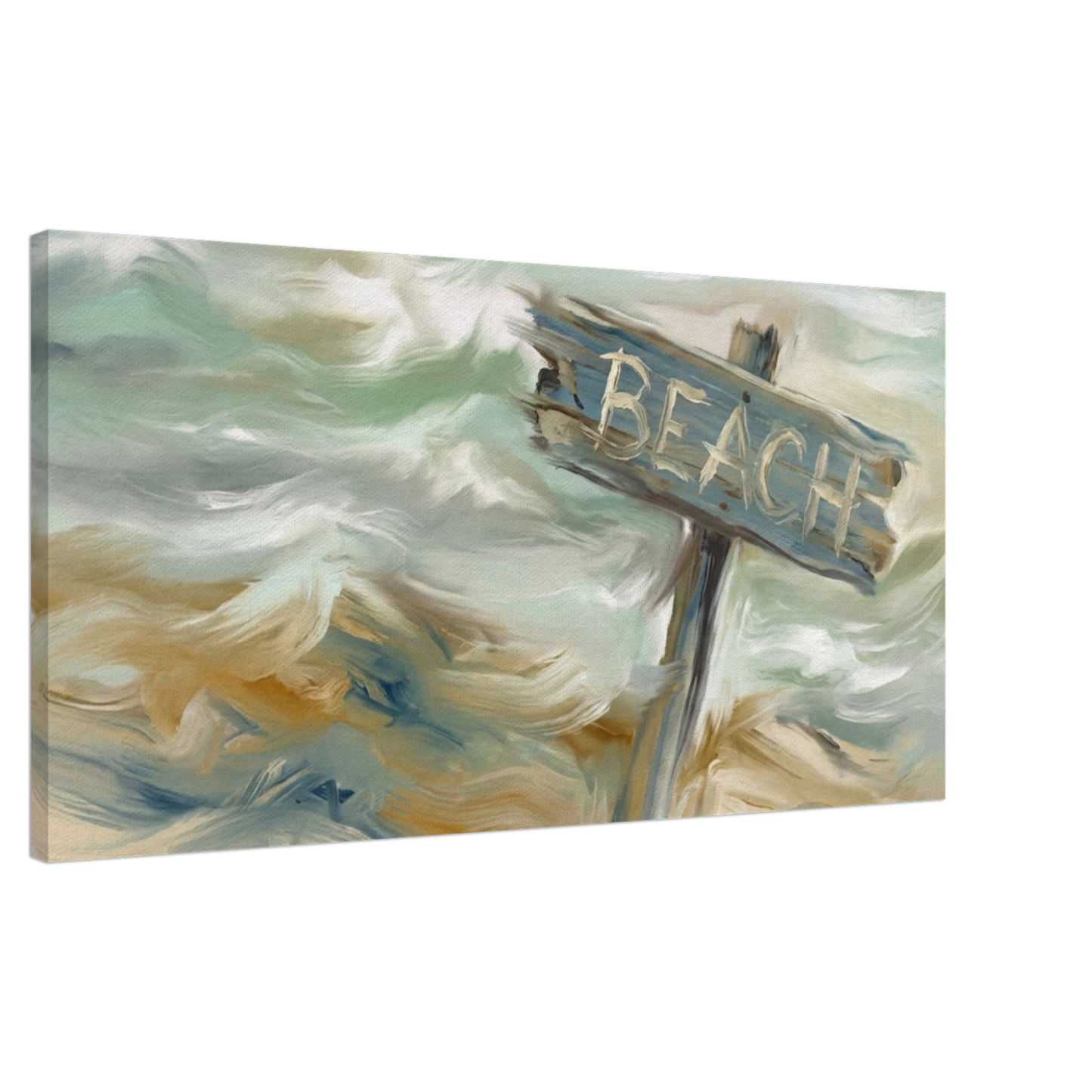 Beach Sign Distressed Canvas Wall Print on Caribbean Rays