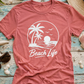 Beach Life T-Shirt – Palm Tree Sunset Graphic Tee