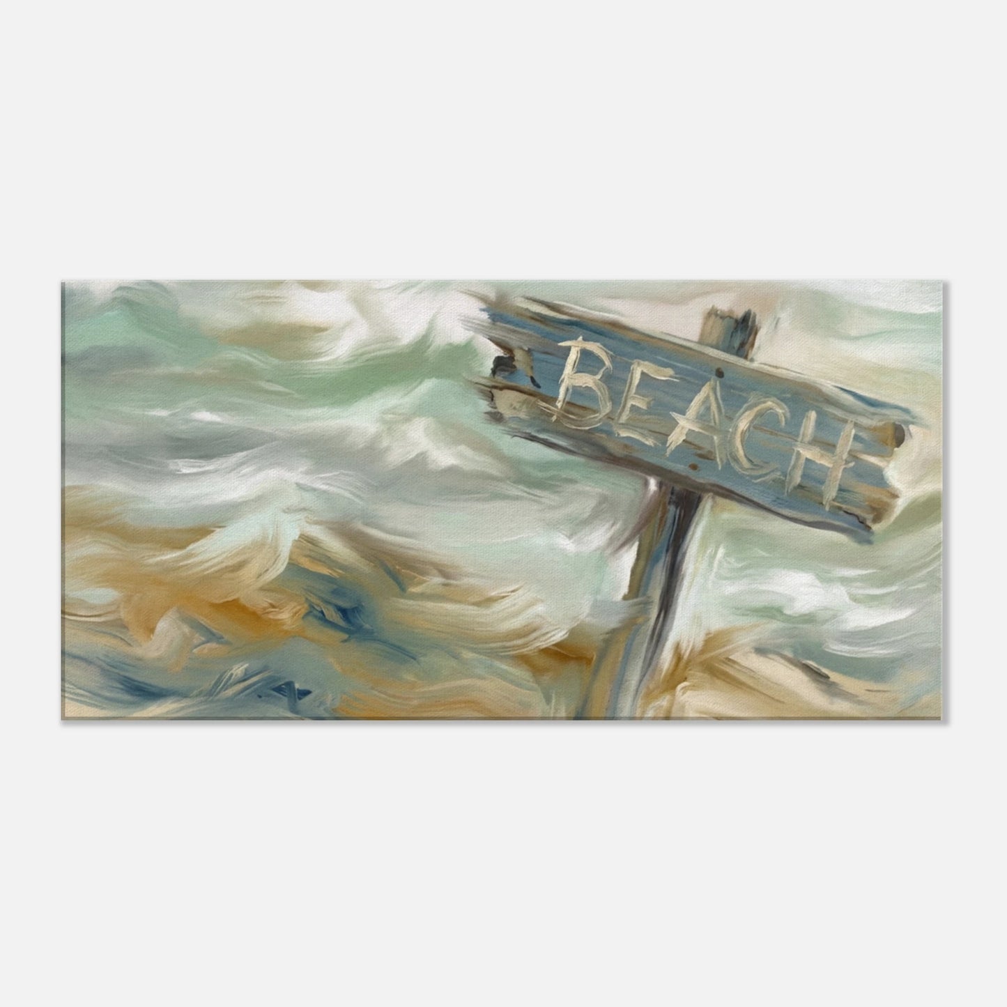 Beach Sign Distressed Canvas Wall Print at Caribbean Rays