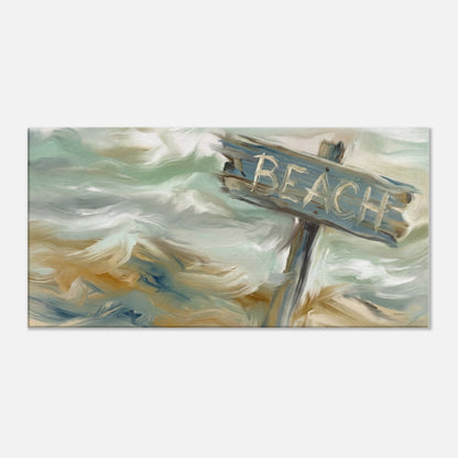 Beach Sign Distressed Canvas Wall Print at Caribbean Rays