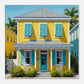 Yellow Key West House Canvas Wall Print by- Caribbean Rays