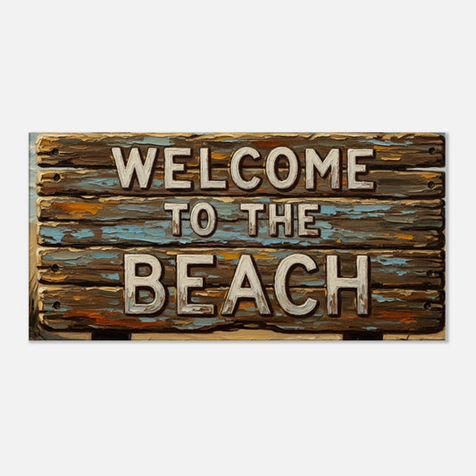 Rustic Welcome to the Beach Lg Canvas Print by Caribbean Rays