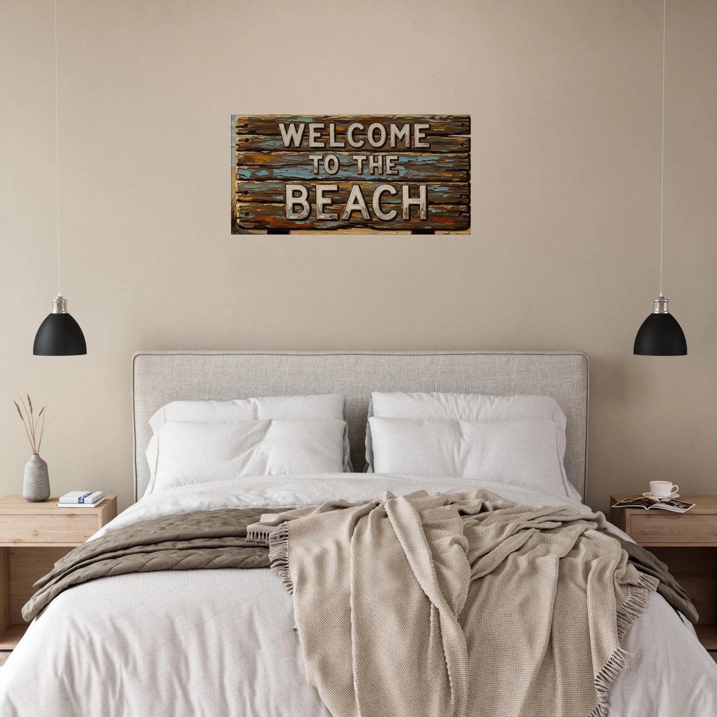 Rustic Welcome to the Beach Lg Canvas Print by Caribbean Rays