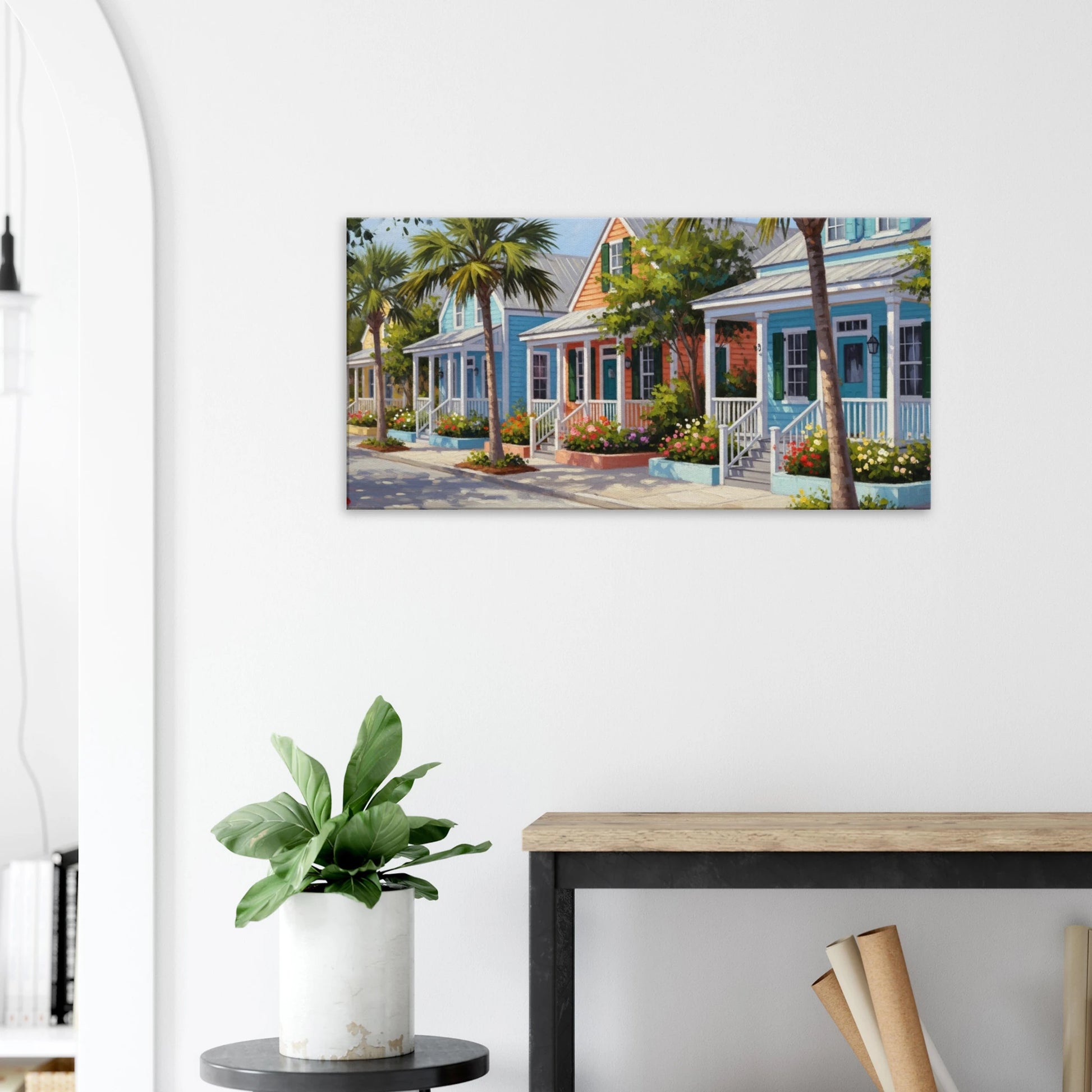  Key West Cottages Canvas Wall Print -Caribbean Rays