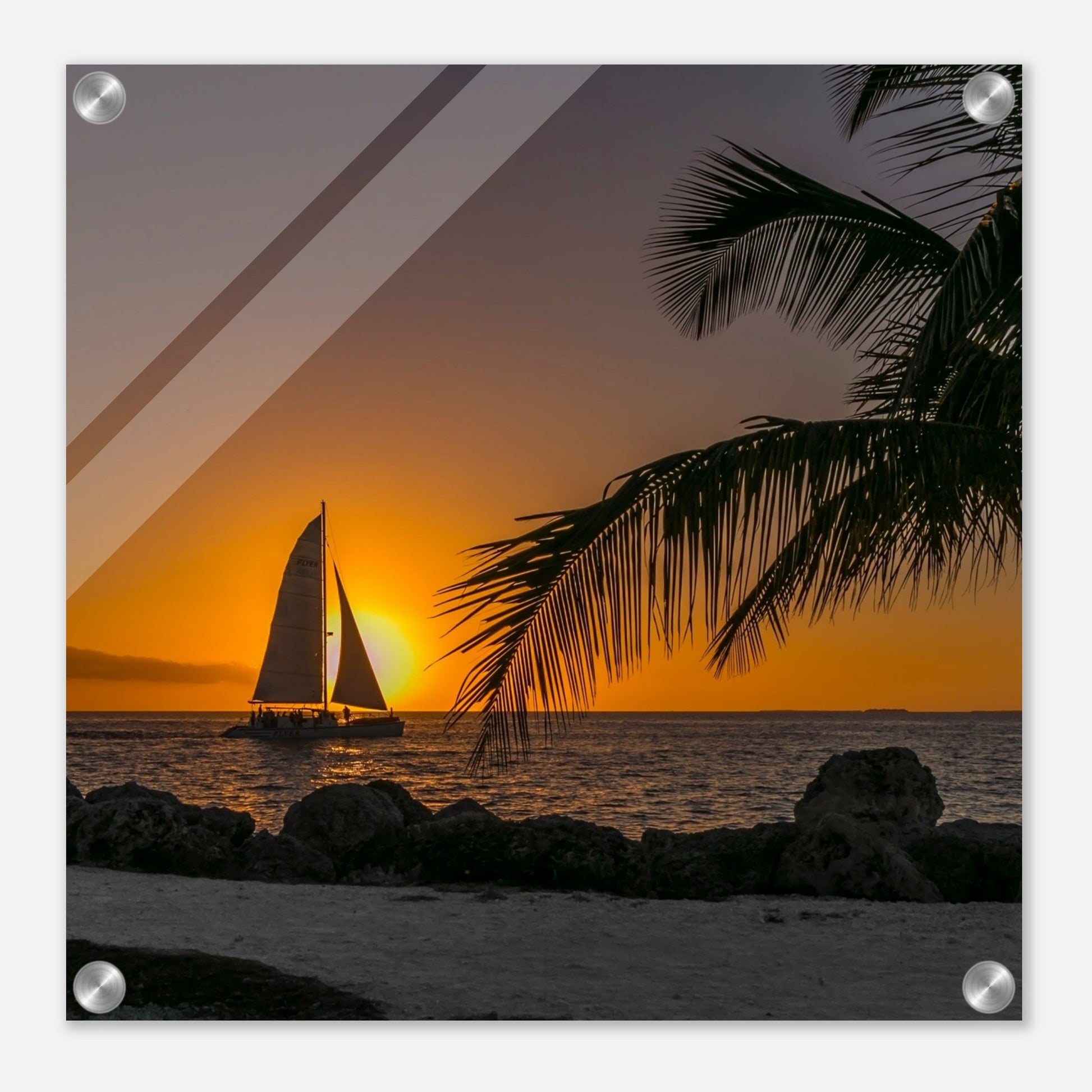 Sunset Sail Acrylic Wall Print by Caribbean Rays