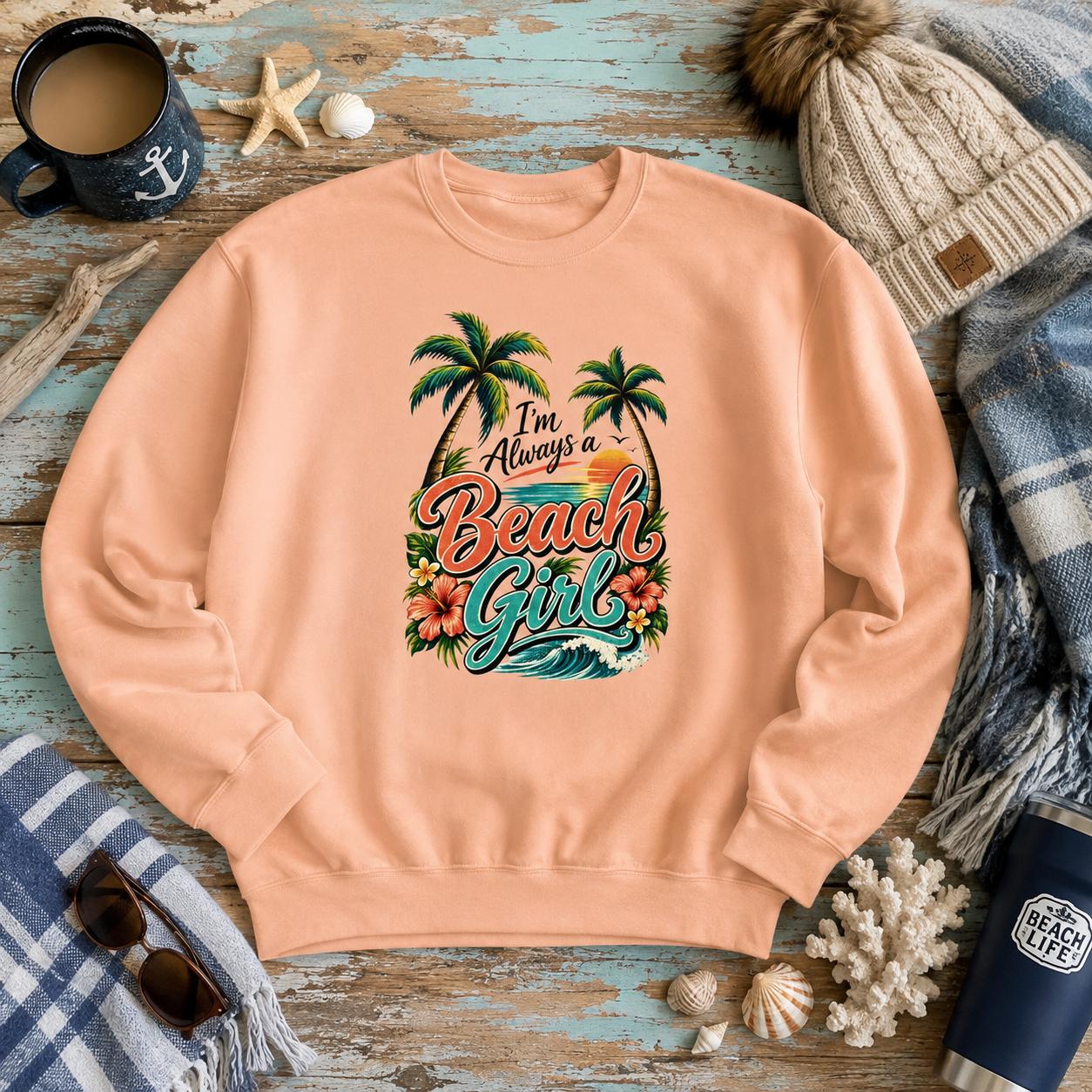 Always a Beach Girl Lightweight Crewneck Sweatshirt