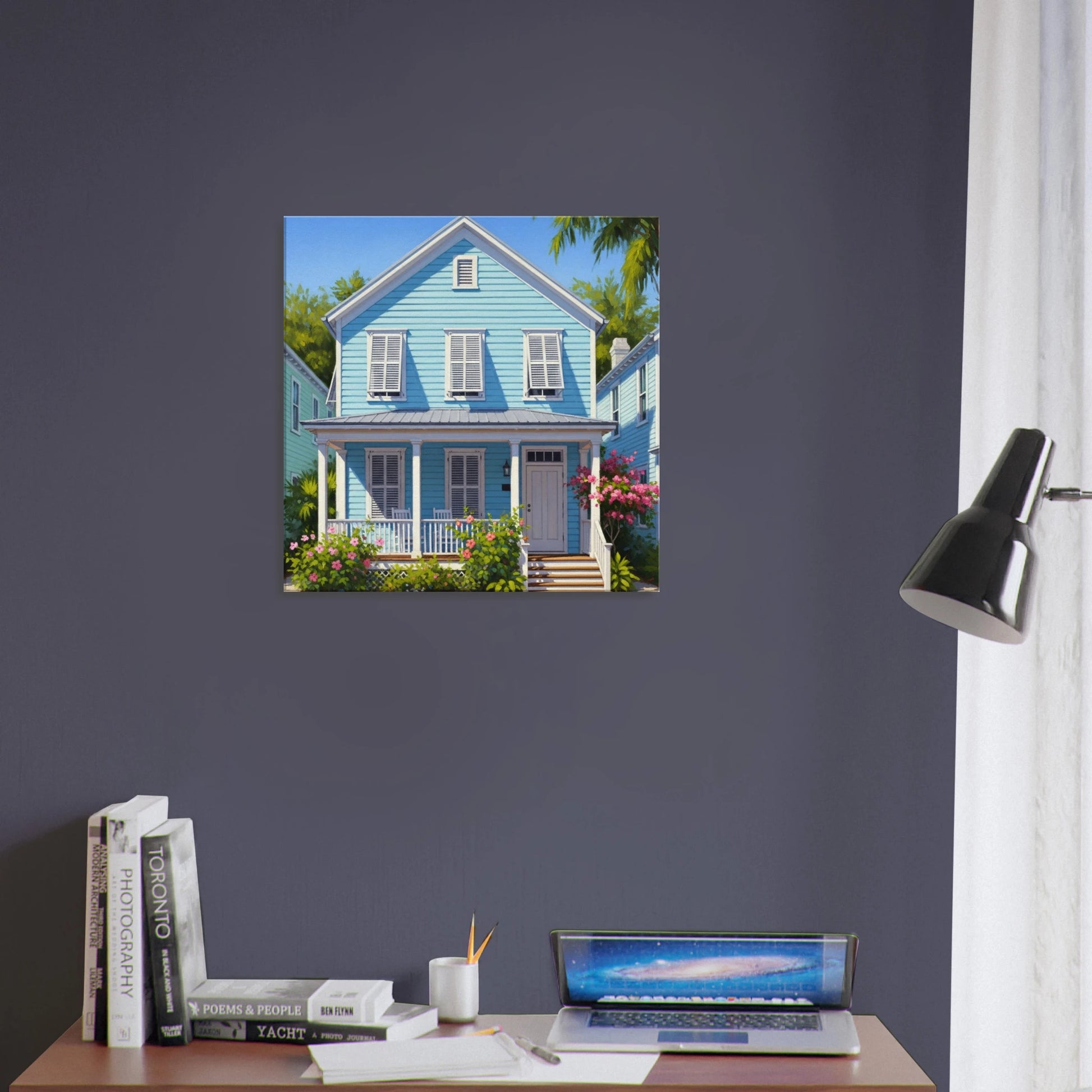 Light Blue Key West House  Canvas Wall Prints - Caribbean Rays
