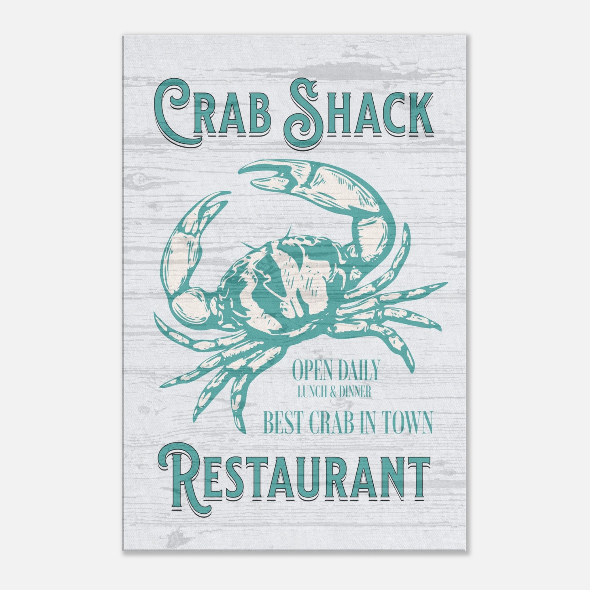 Crab Shack Teal Canvas Wall Print, Beach House Decor-Caribbean Rays