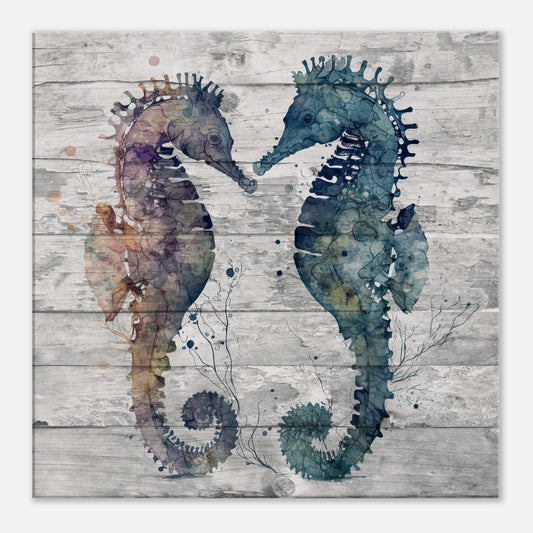 Two Tone  Duo Seahorses Canvas Wall Print at Caribbean Rays