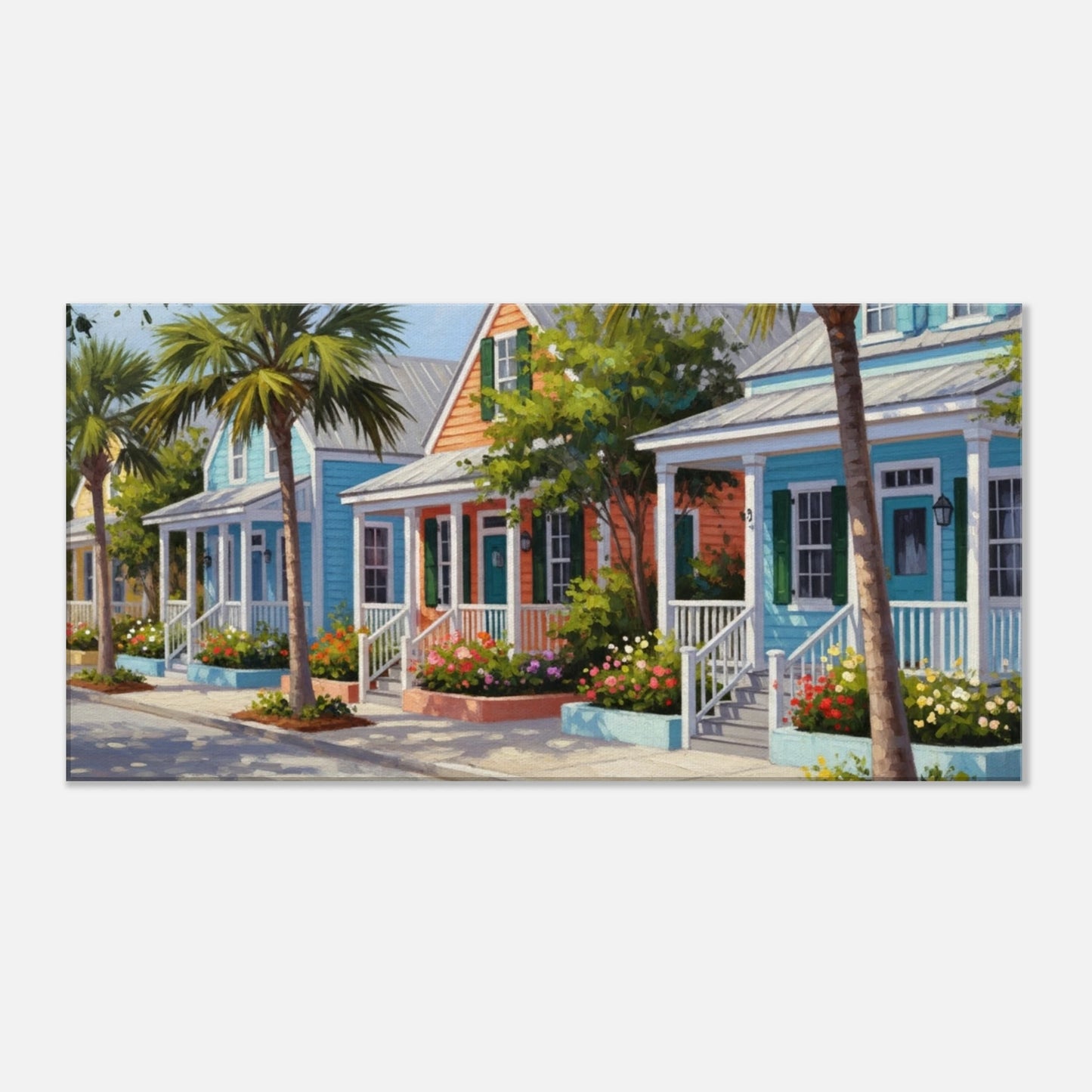 Key West Cottages Canvas Wall Print at - Caribbean Rays 