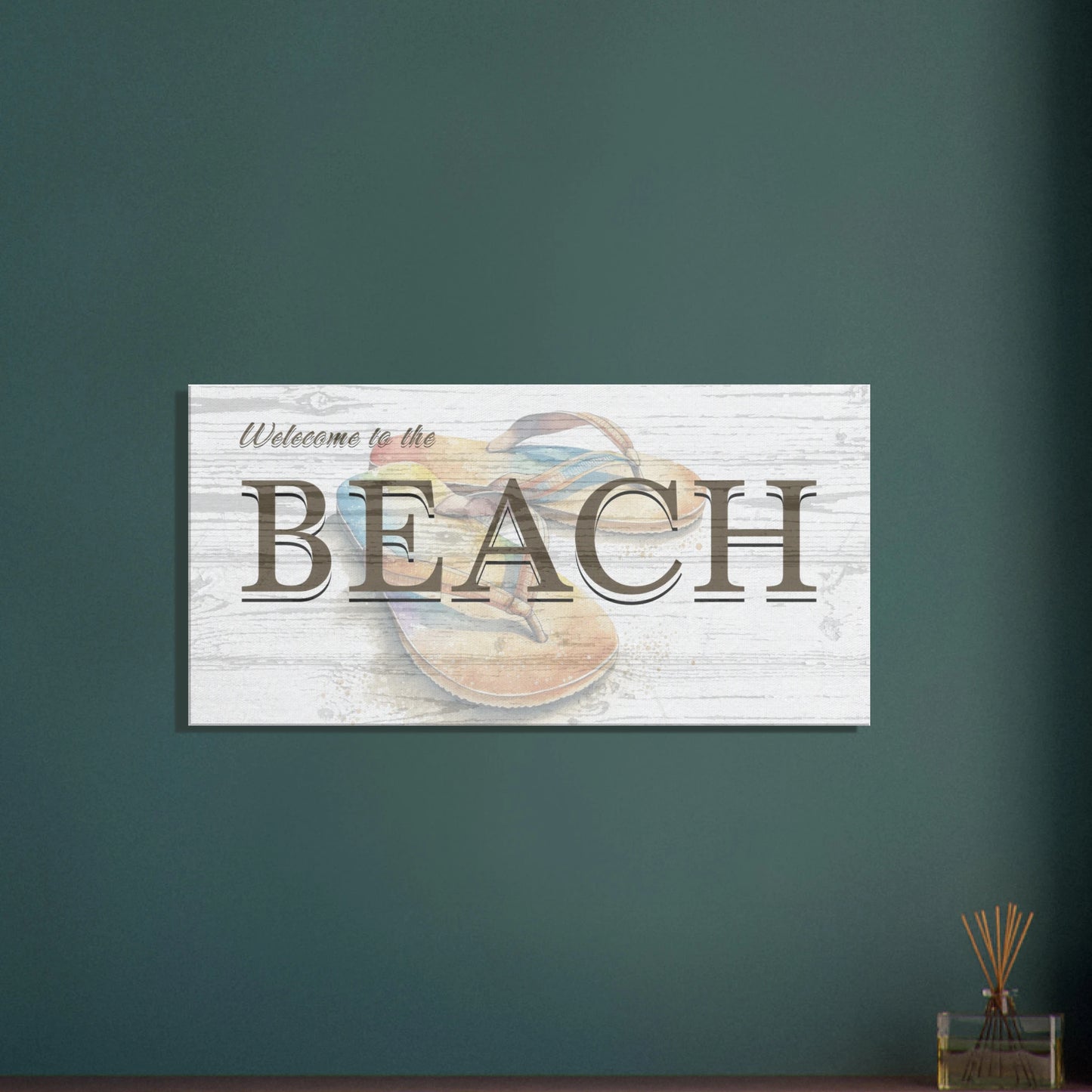 Welcome To the Beach Flip Flop Canvas Print Art - at Caribbean Rays