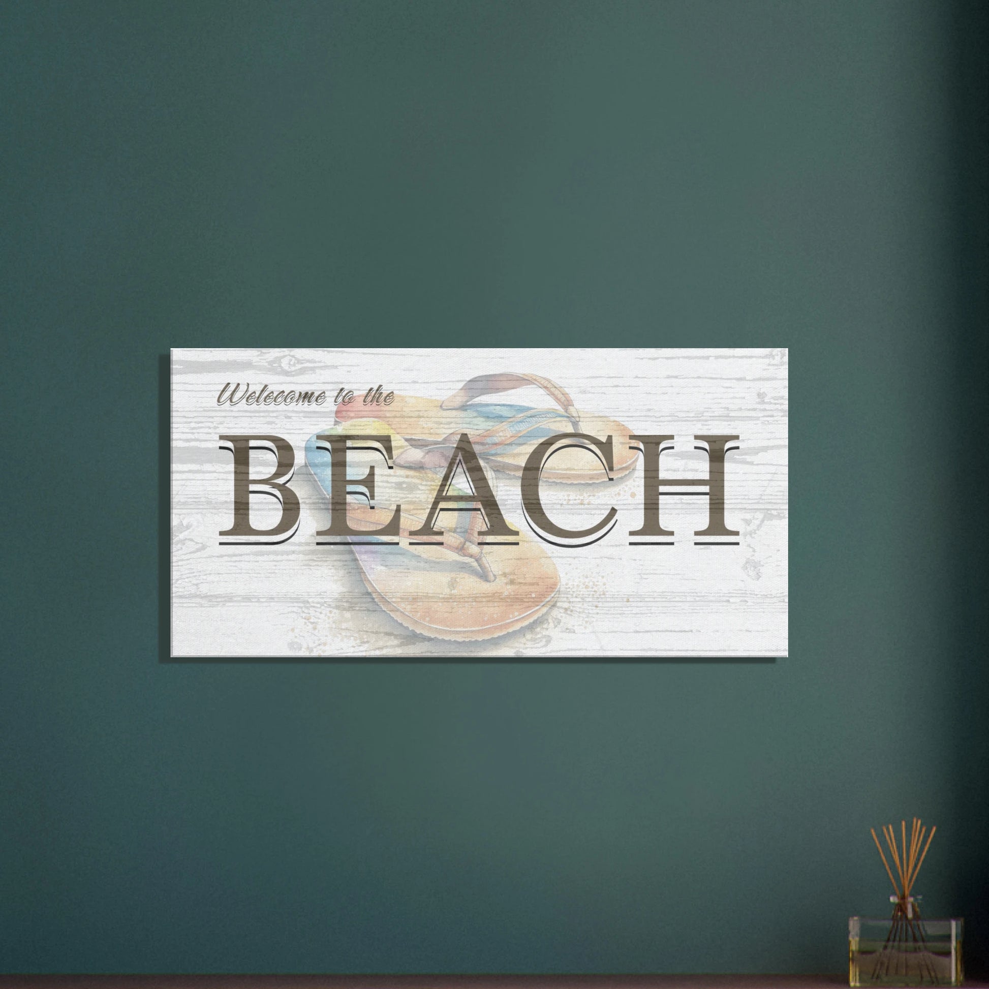 Welcome To the Beach Flip Flop Canvas Print Art - at Caribbean Rays