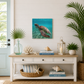 Swimming Brown Sea Turtle Canvas Wall Print