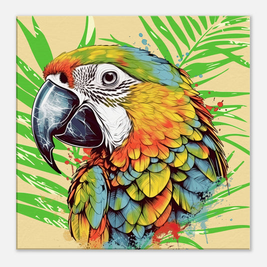 Colorful Parrot Head Right Canvas Wall Print at Caribbean Rays